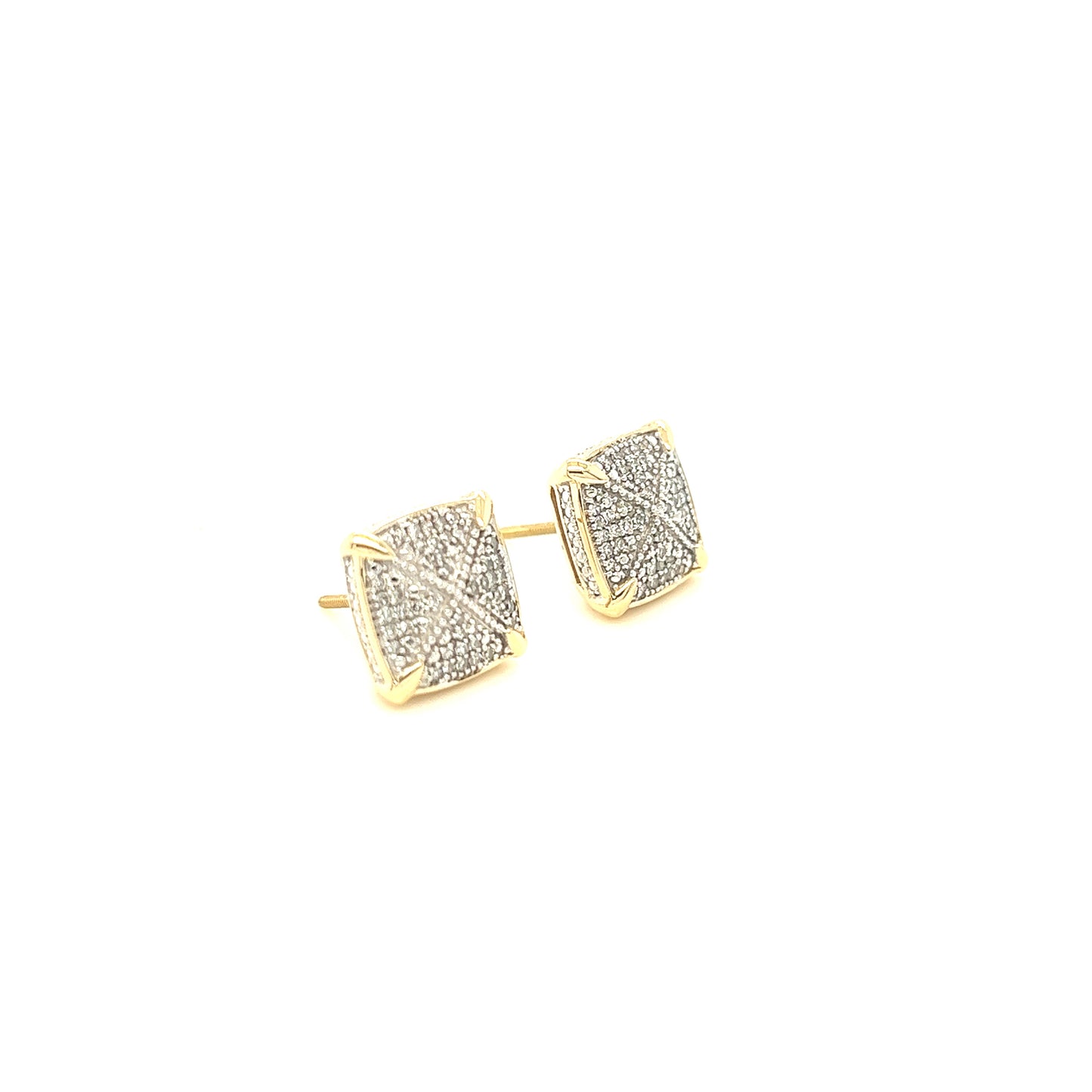 14K Gold Cushion-Shaped Diamond Cluster Earrings