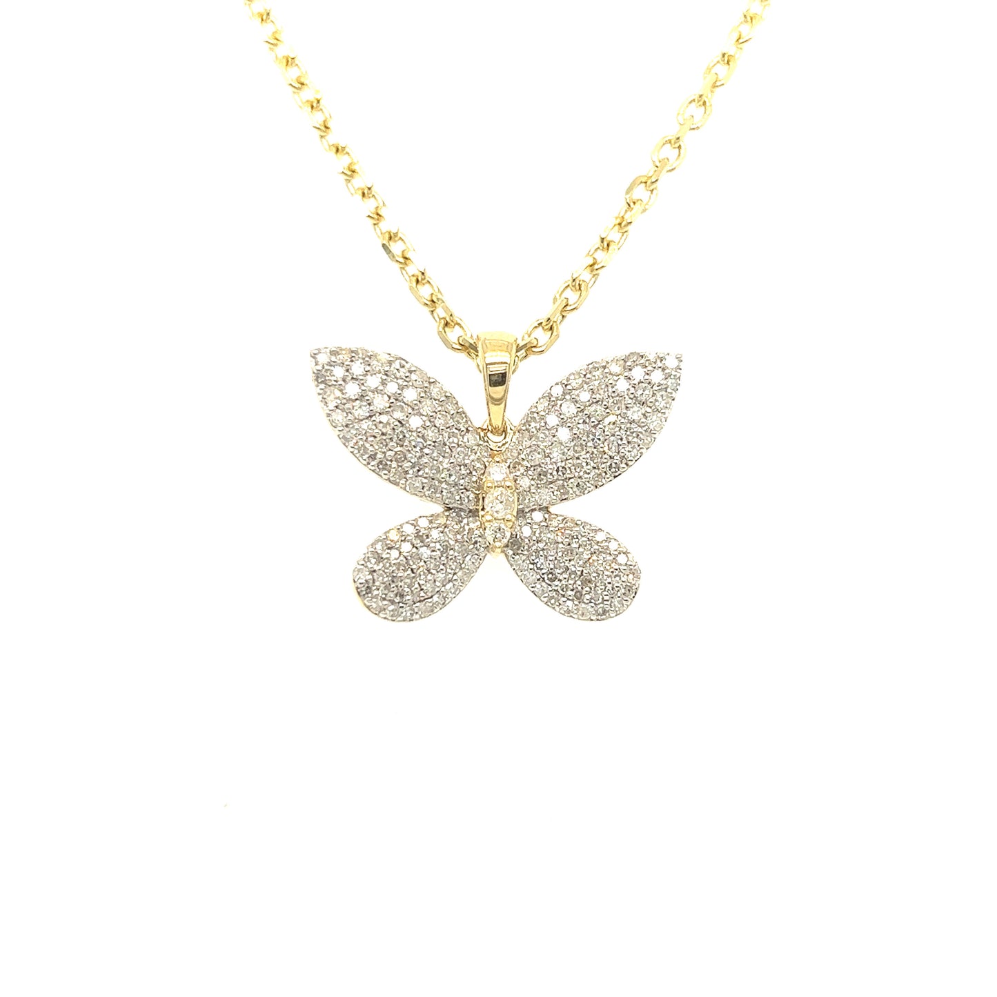 14K Diamond Butterfly Pendant