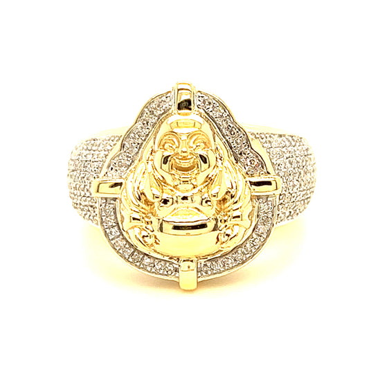 14K Diamond Buddha Ring