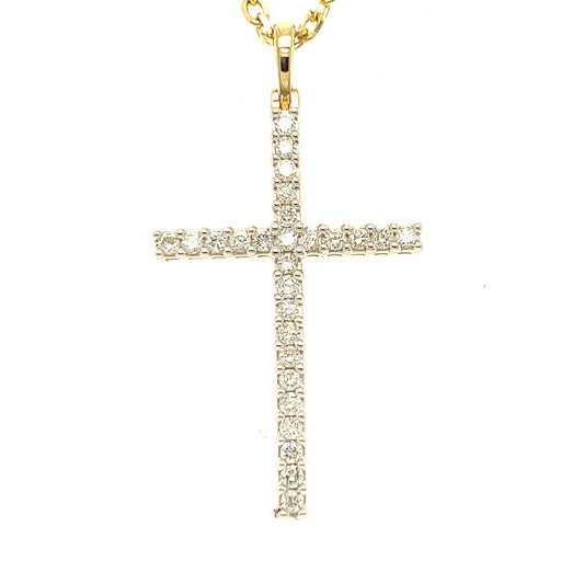 14K Diamond Cross Pendant (L)