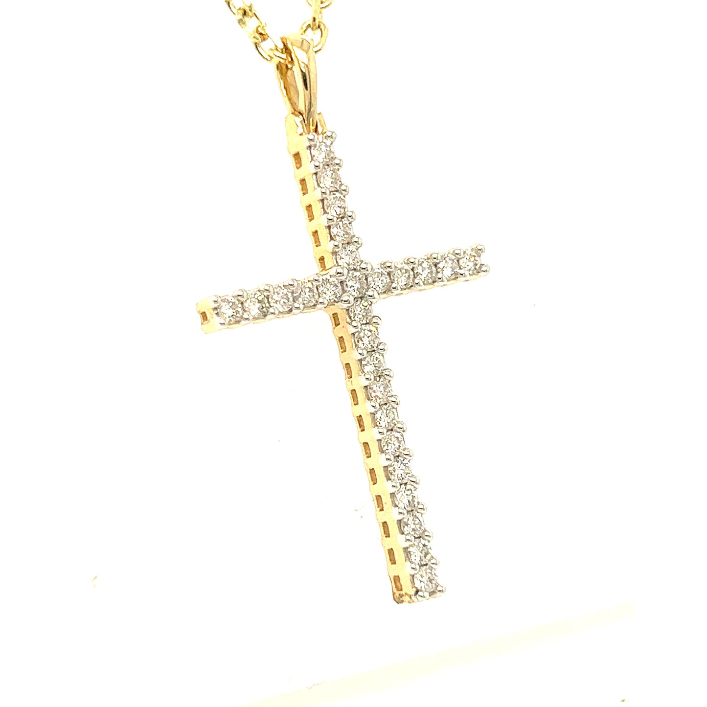 14K Diamond Cross Pendant (L)