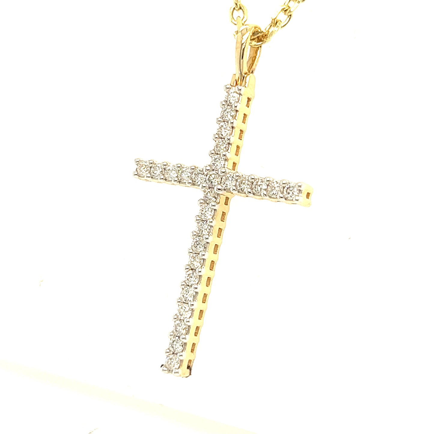 14K Diamond Cross Pendant (L)