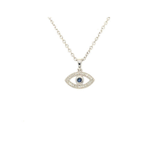 14KW Evil Eye Diamond Pendant
