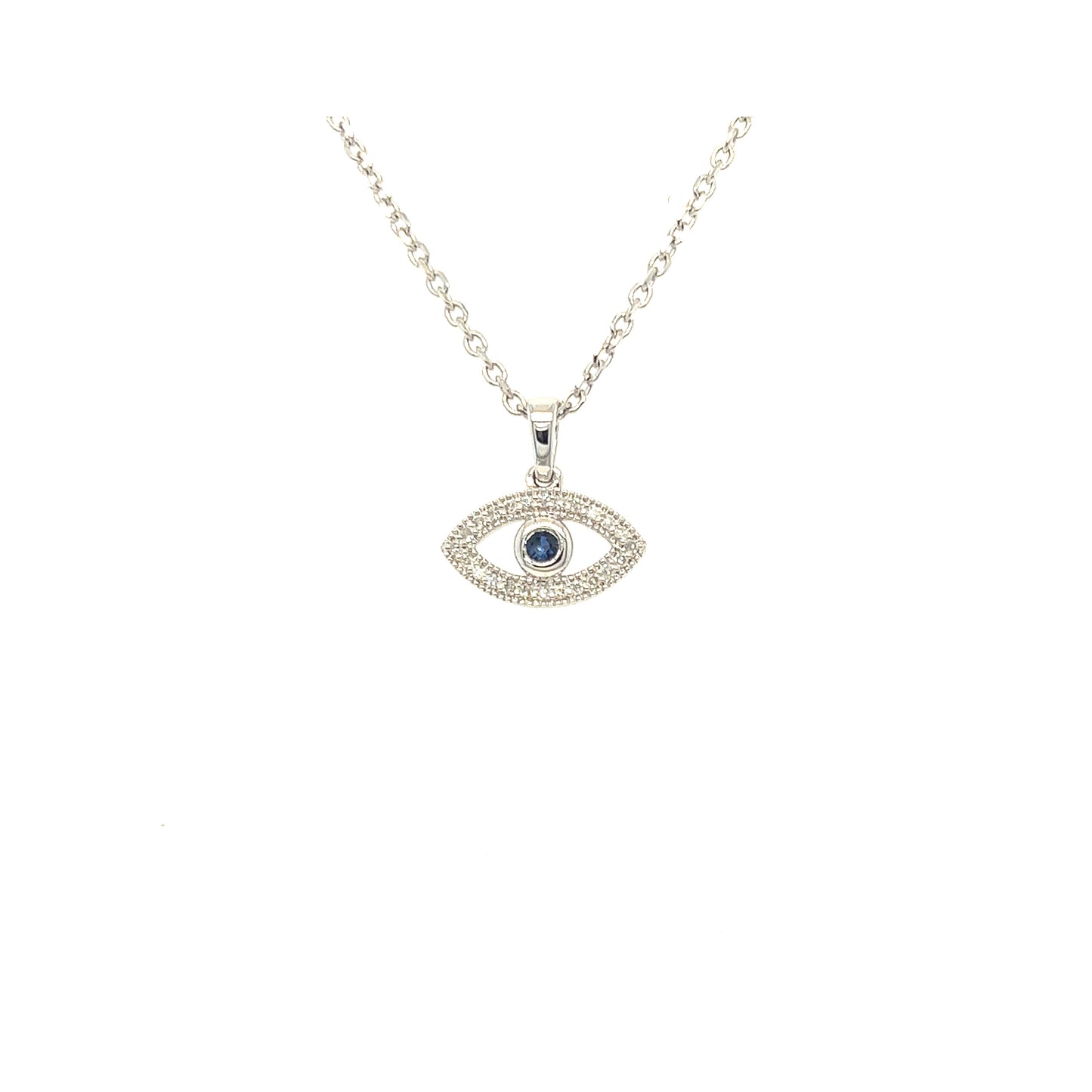 14KW Evil Eye Diamond Pendant